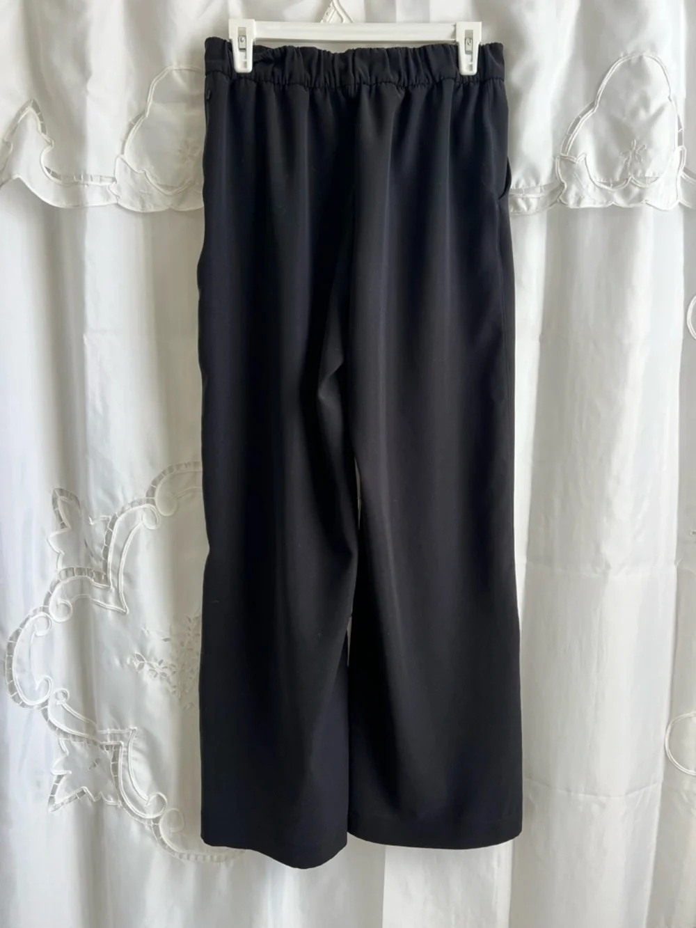 Lululemon Noir Woven Wide Leg Pants Black High Rise Office Career Size 8